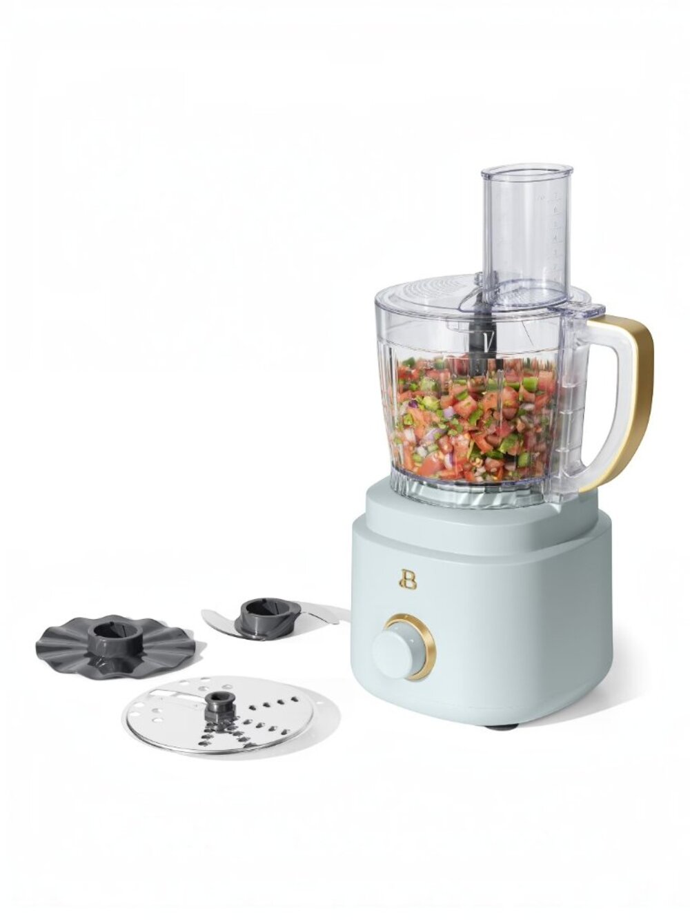 Beautiful 10-Cup Food Processor with Accessories Hydrangea Blue Drew Barrymore